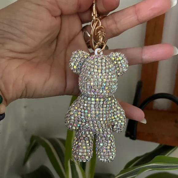 Sparkling Bear Keychain with Gold and Silver Accents - Picture 4 of 5